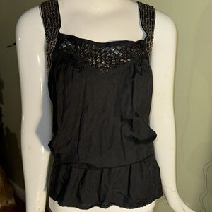 Guess black Beaded silk vibes blouse